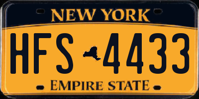 NY license plate HFS4433