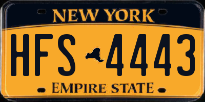 NY license plate HFS4443