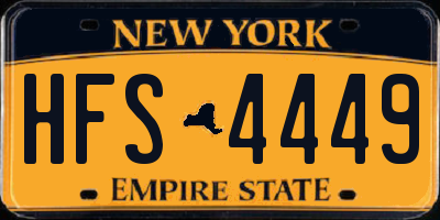 NY license plate HFS4449