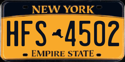 NY license plate HFS4502
