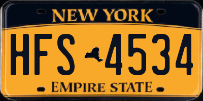NY license plate HFS4534