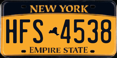NY license plate HFS4538