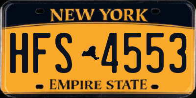 NY license plate HFS4553