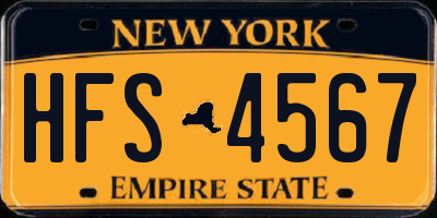 NY license plate HFS4567