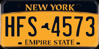 NY license plate HFS4573
