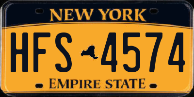 NY license plate HFS4574
