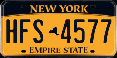 NY license plate HFS4577