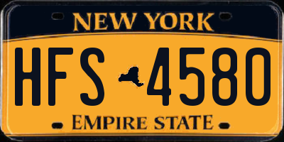 NY license plate HFS4580