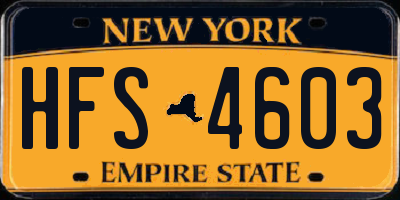 NY license plate HFS4603