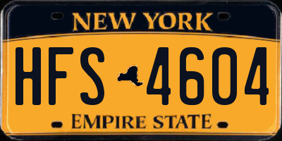 NY license plate HFS4604