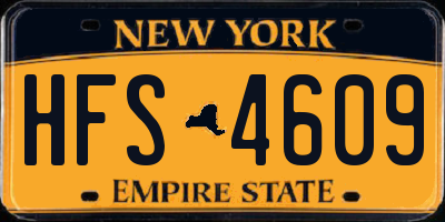 NY license plate HFS4609