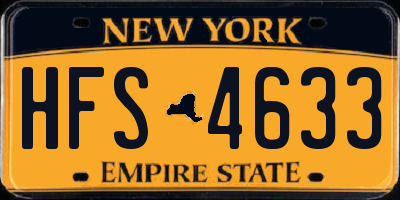 NY license plate HFS4633