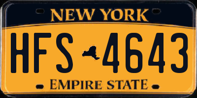 NY license plate HFS4643