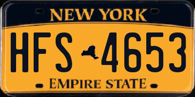 NY license plate HFS4653