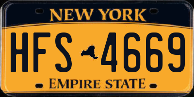 NY license plate HFS4669