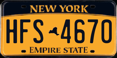 NY license plate HFS4670