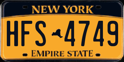 NY license plate HFS4749