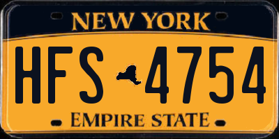 NY license plate HFS4754