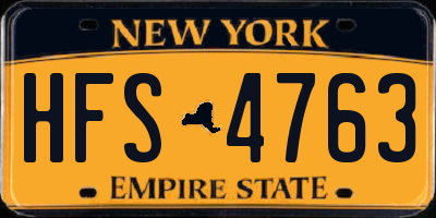 NY license plate HFS4763