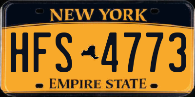 NY license plate HFS4773