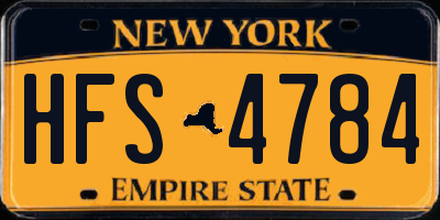 NY license plate HFS4784