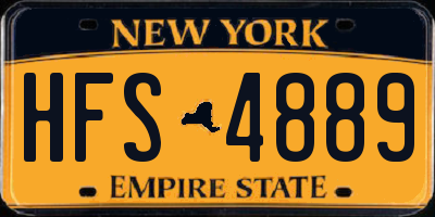 NY license plate HFS4889