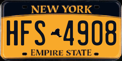 NY license plate HFS4908