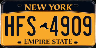 NY license plate HFS4909