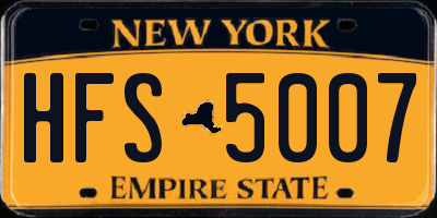 NY license plate HFS5007