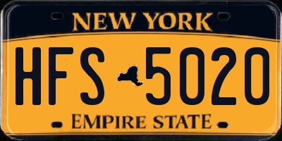 NY license plate HFS5020