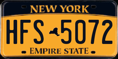 NY license plate HFS5072