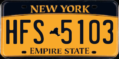 NY license plate HFS5103