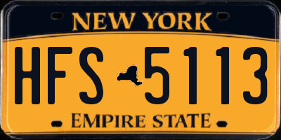 NY license plate HFS5113