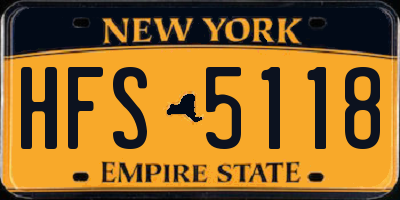 NY license plate HFS5118