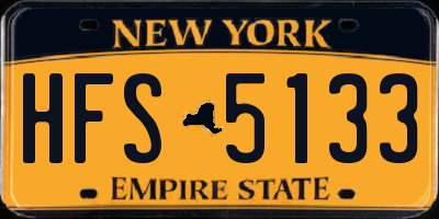 NY license plate HFS5133