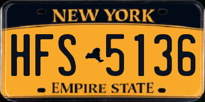 NY license plate HFS5136