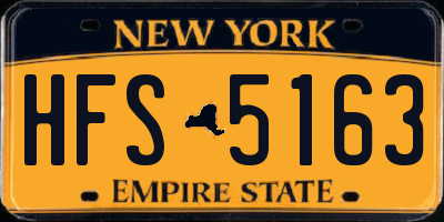 NY license plate HFS5163