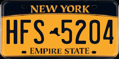 NY license plate HFS5204