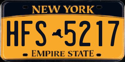 NY license plate HFS5217