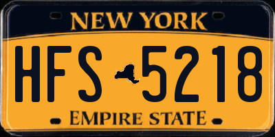 NY license plate HFS5218