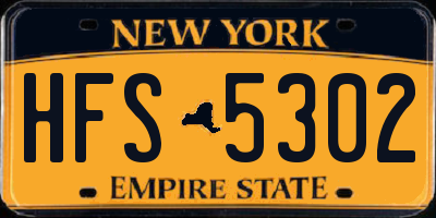 NY license plate HFS5302