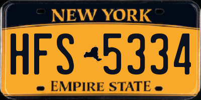 NY license plate HFS5334