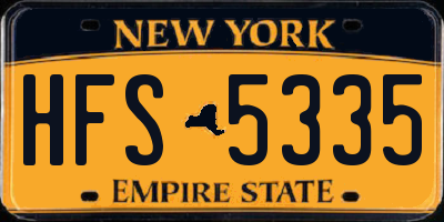 NY license plate HFS5335