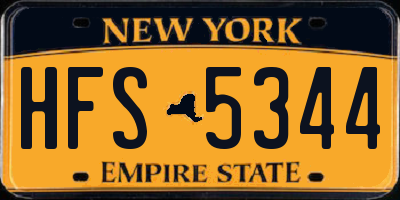 NY license plate HFS5344