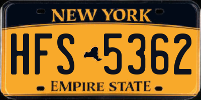 NY license plate HFS5362