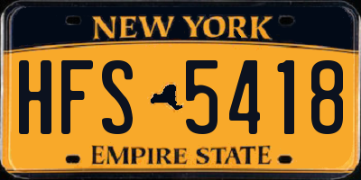 NY license plate HFS5418