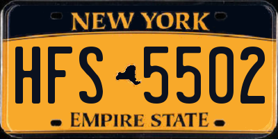 NY license plate HFS5502