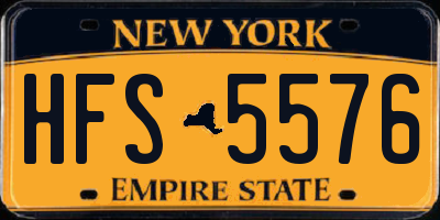 NY license plate HFS5576