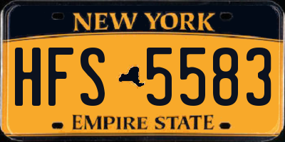 NY license plate HFS5583