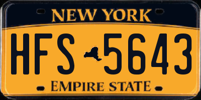 NY license plate HFS5643